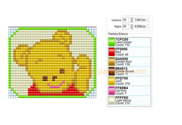 Winnie The Pooh face cartoon charater free Hama Beads design download