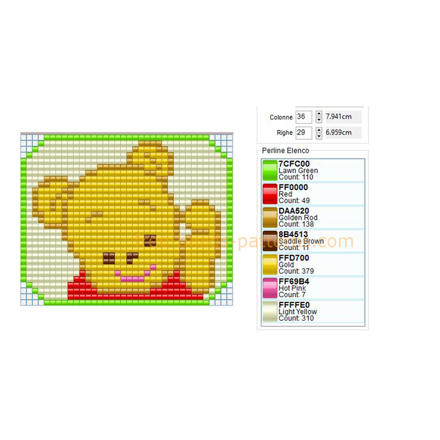 Winnie The Pooh face cartoon charater free Hama Beads design download
