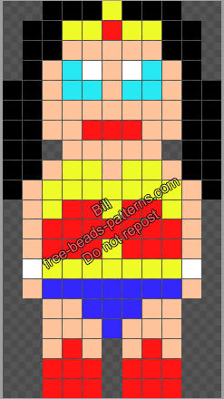 Wonder Woman free DC Comics superheroes Hama Perler patterns 11x20