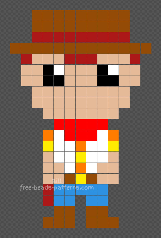 Woody free Toy Story Hama Beads pattern 13x20