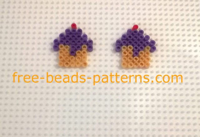 Work in progress photos perler beads earrings with cupcakes (2)