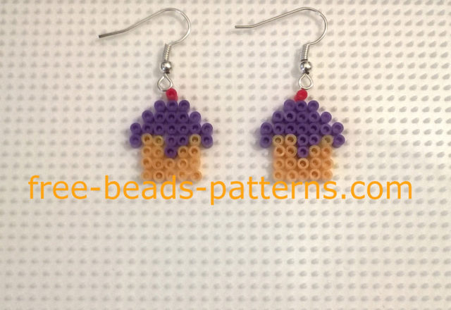 Work in progress photos perler beads earrings with cupcakes (3)