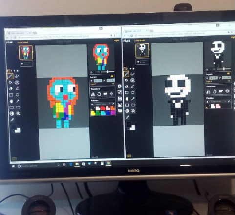 Working on 2D pixel art hama beads Jack and Sally Nightmare Before Christmas