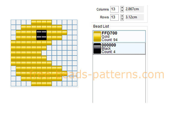 Yellow Pacman free perler beads pixel beads pattern design keychain idea