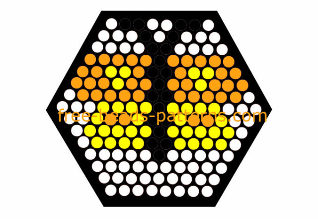 Yellow and orange butterfly free hexagon perler beads pattern for children