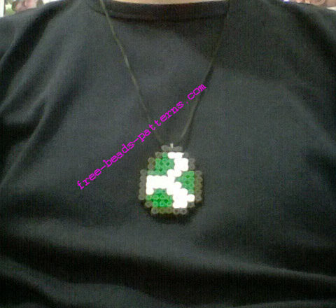 Yoshi’ s green egg perler beads necklace photo