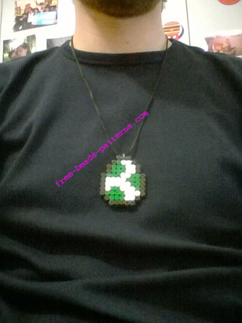 Yoshi’ s green egg perler beads necklace photo